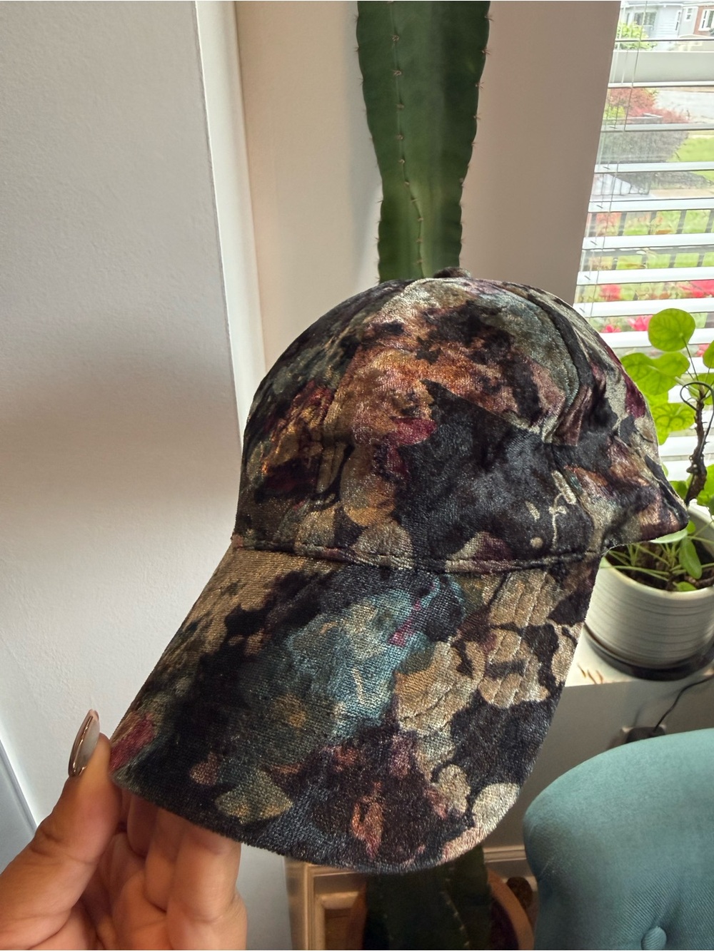 David and Young Velvet Floral Baseball Cap